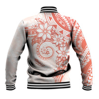 Polynesian Pattern With Plumeria Flowers Baseball Jacket Orange Peach LT05 - Polynesian Pride