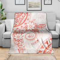 Polynesian Pattern With Plumeria Flowers Blanket Orange Peach LT05 - Polynesian Pride