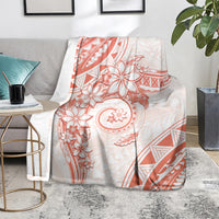 Polynesian Pattern With Plumeria Flowers Blanket Orange Peach LT05 - Polynesian Pride