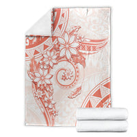 Polynesian Pattern With Plumeria Flowers Blanket Orange Peach LT05 - Polynesian Pride