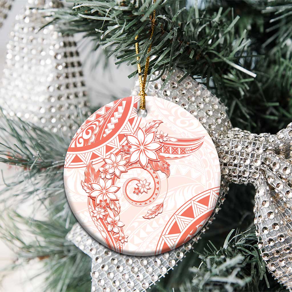 Polynesian Pattern With Plumeria Flowers Ceramic Ornament Orange Peach LT05 - Polynesian Pride