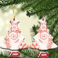 Polynesian Pattern With Plumeria Flowers Ceramic Ornament Orange Peach LT05 Christmas Tree Peach - Polynesian Pride