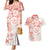 Polynesian Pattern With Plumeria Flowers Couples Matching Mermaid Dress and Hawaiian Shirt Orange Peach