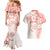 Polynesian Pattern With Plumeria Flowers Couples Matching Mermaid Dress and Hawaiian Shirt Orange Peach