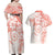 Polynesian Pattern With Plumeria Flowers Couples Matching Off Shoulder Maxi Dress and Hawaiian Shirt Orange Peach