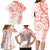 Polynesian Pattern With Plumeria Flowers Family Matching Long Sleeve Bodycon Dress and Hawaiian Shirt Orange Peach