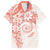 Polynesian Pattern With Plumeria Flowers Family Matching Long Sleeve Bodycon Dress and Hawaiian Shirt Orange Peach