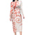 Polynesian Pattern With Plumeria Flowers Family Matching Long Sleeve Bodycon Dress and Hawaiian Shirt Orange Peach