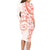 Polynesian Pattern With Plumeria Flowers Family Matching Long Sleeve Bodycon Dress and Hawaiian Shirt Orange Peach