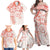 Polynesian Pattern With Plumeria Flowers Family Matching Off Shoulder Maxi Dress and Hawaiian Shirt Orange Peach