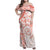 Polynesian Pattern With Plumeria Flowers Family Matching Off Shoulder Maxi Dress and Hawaiian Shirt Orange Peach