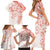 Polynesian Pattern With Plumeria Flowers Family Matching Short Sleeve Bodycon Dress and Hawaiian Shirt Orange Peach