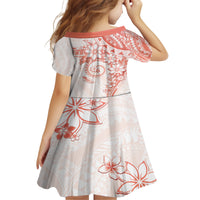 Polynesian Pattern With Plumeria Flowers Family Matching Tank Maxi Dress and Hawaiian Shirt Orange Peach