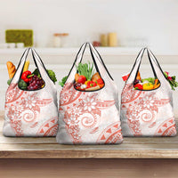 Polynesian Pattern With Plumeria Flowers Grocery Bag Orange Peach LT05 3-pack One Size Peach - Polynesian Pride