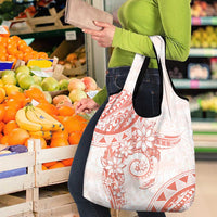 Polynesian Pattern With Plumeria Flowers Grocery Bag Orange Peach LT05 - Polynesian Pride