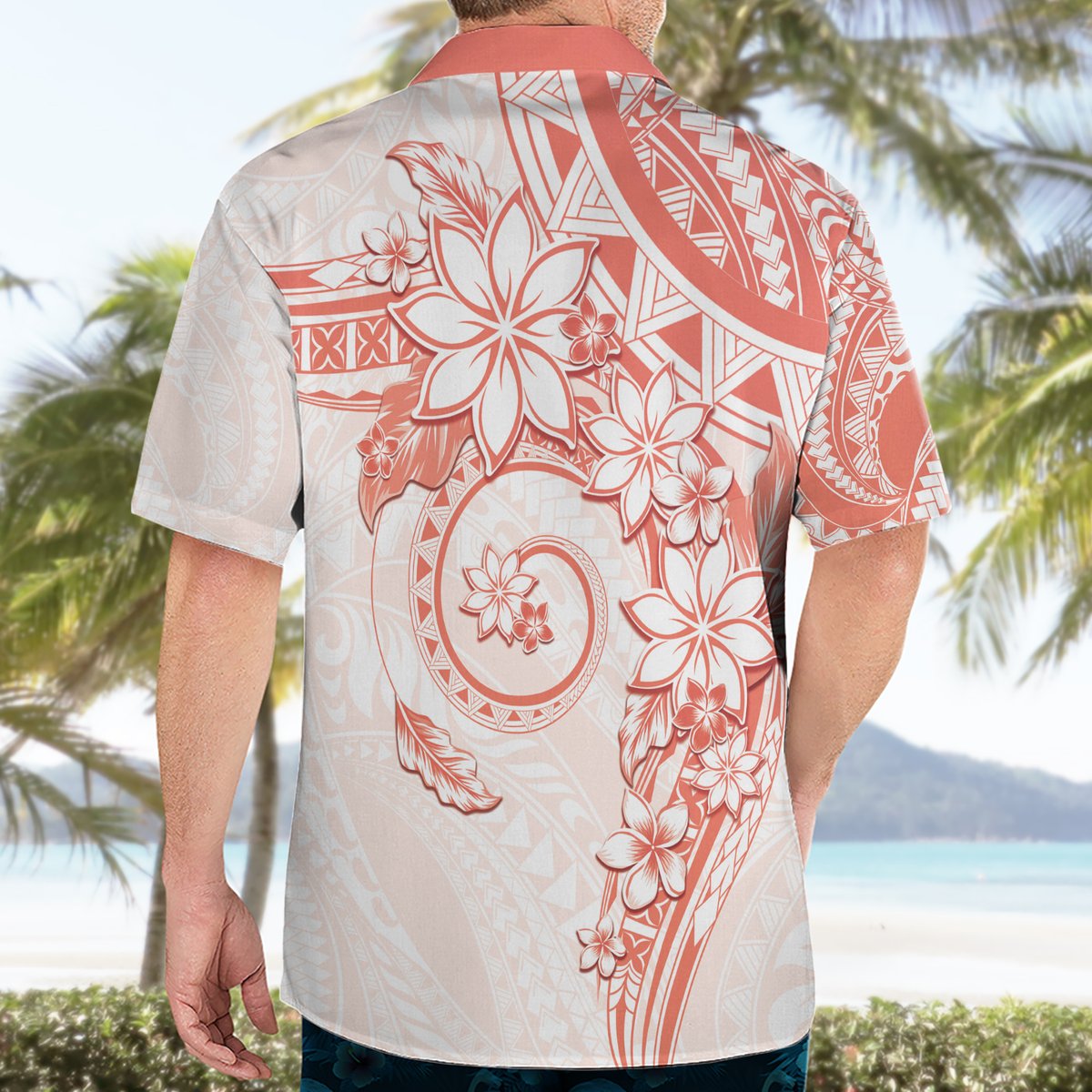 Polynesian Pattern With Plumeria Flowers Hawaiian Shirt Orange Peach LT05 - Polynesian Pride