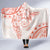 Polynesian Pattern With Plumeria Flowers Hooded Blanket Orange Peach