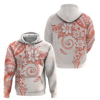 Polynesian Pattern With Plumeria Flowers Hoodie Orange Peach LT05 - Polynesian Pride
