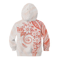 Polynesian Pattern With Plumeria Flowers Kid Hoodie Orange Peach