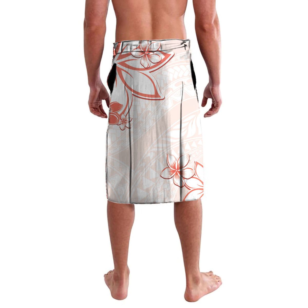 Polynesian Pattern With Plumeria Flowers Lavalava Orange Peach LT05 - Polynesian Pride
