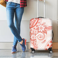 Polynesian Pattern With Plumeria Flowers Luggage Cover Orange Peach