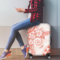 Polynesian Pattern With Plumeria Flowers Luggage Cover Orange Peach