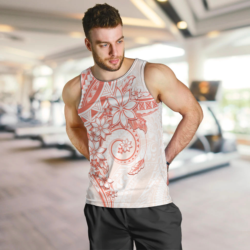 Polynesian Pattern With Plumeria Flowers Men Tank Top Orange Peach LT05 Peach - Polynesian Pride