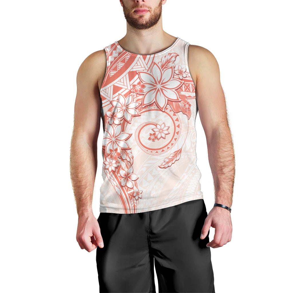 Polynesian Pattern With Plumeria Flowers Men Tank Top Orange Peach LT05 - Polynesian Pride