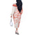 Polynesian Pattern With Plumeria Flowers Off The Shoulder Long Sleeve Dress Orange Peach