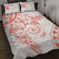 Polynesian Pattern With Plumeria Flowers Quilt Bed Set Orange Peach LT05 Peach - Polynesian Pride