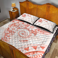 Polynesian Pattern With Plumeria Flowers Quilt Bed Set Orange Peach LT05 - Polynesian Pride