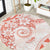 Polynesian Pattern With Plumeria Flowers Round Carpet Orange Peach