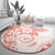 Polynesian Pattern With Plumeria Flowers Round Carpet Orange Peach