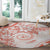 Polynesian Pattern With Plumeria Flowers Round Carpet Orange Peach