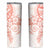 Orange Peach Polynesian Pattern With Plumeria Flowers Skinny Tumbler