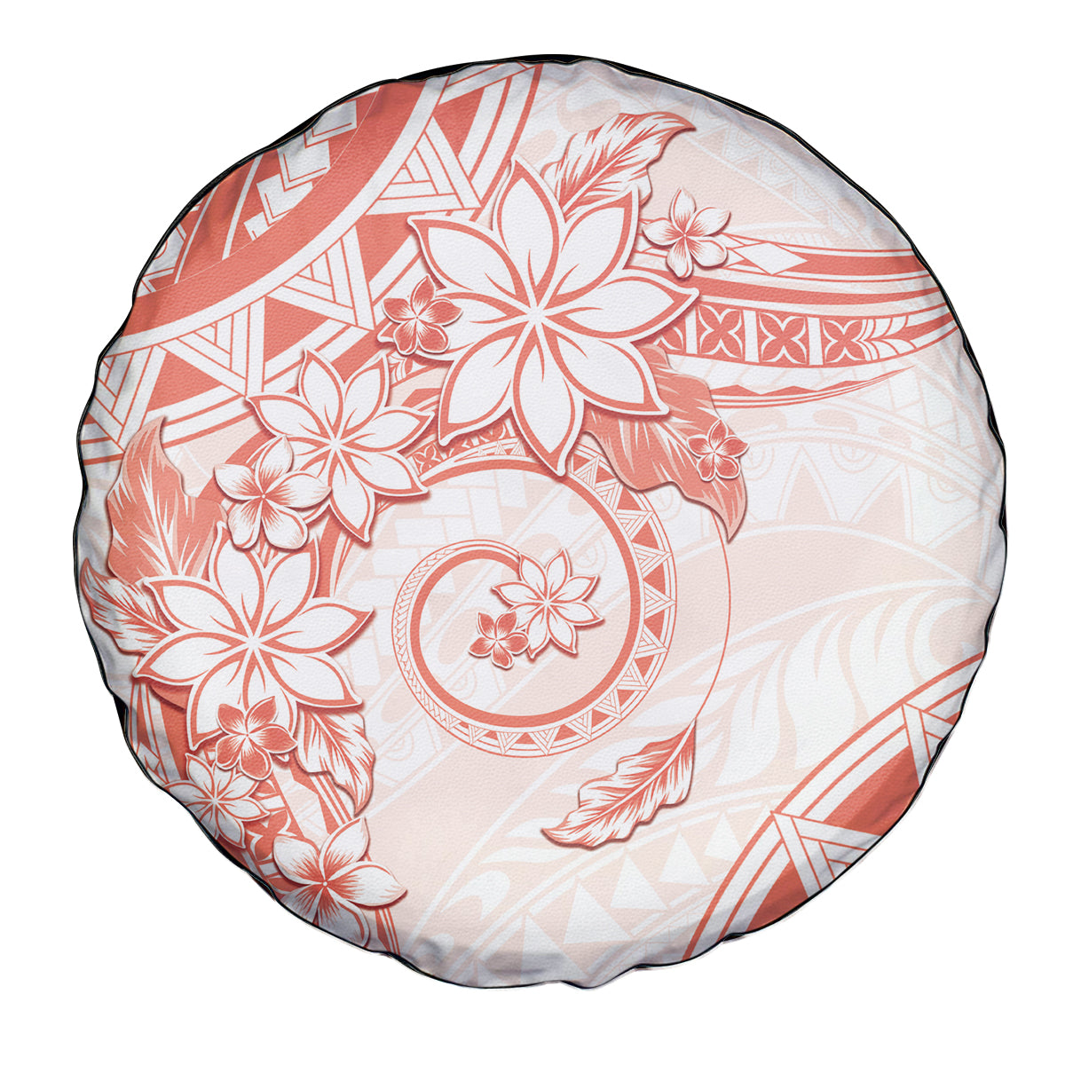 Polynesian Pattern With Plumeria Flowers Spare Tire Cover Orange Peach LT05 - Polynesian Pride