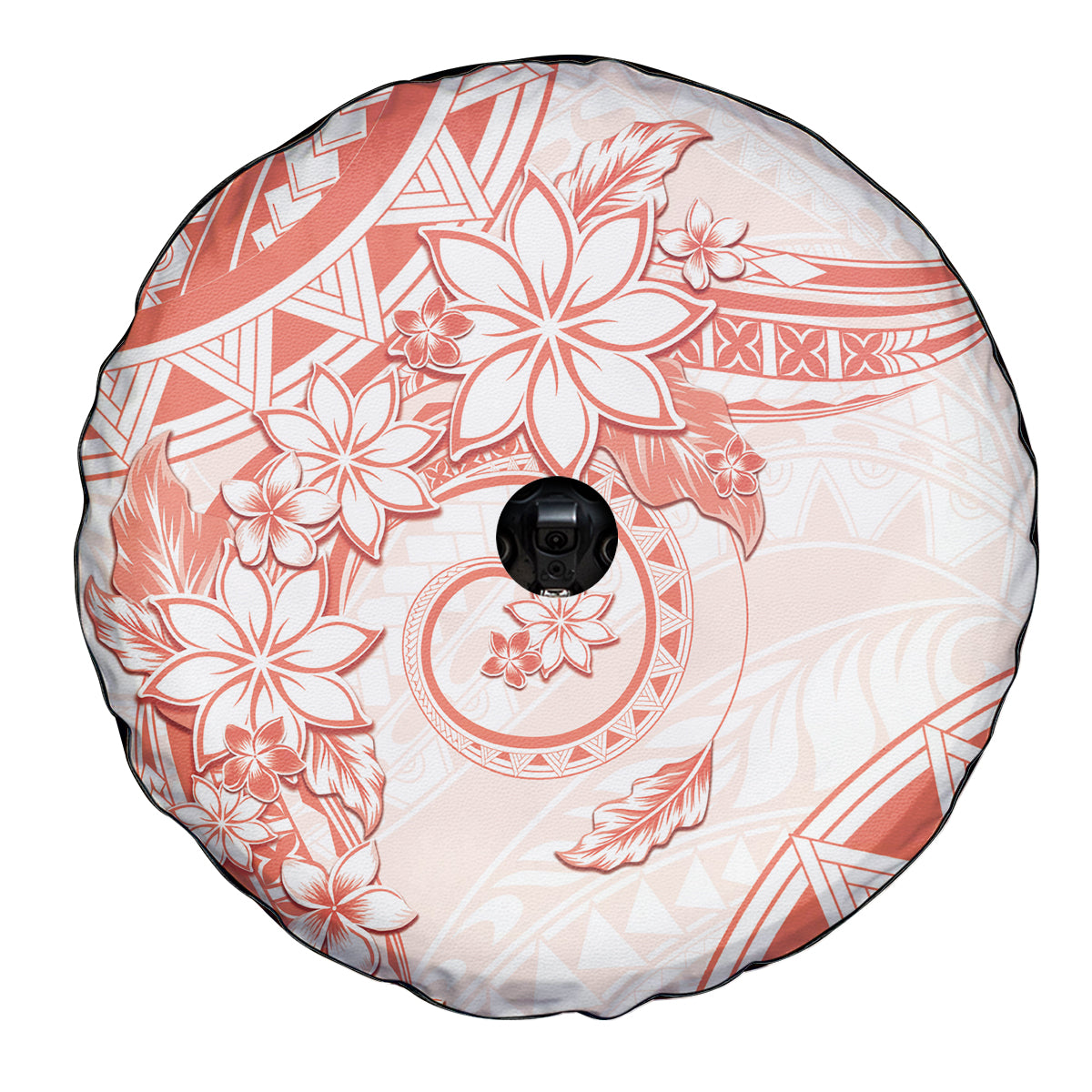 Polynesian Pattern With Plumeria Flowers Spare Tire Cover Orange Peach LT05 - Polynesian Pride