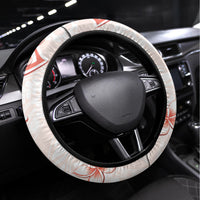 Polynesian Pattern With Plumeria Flowers Steering Wheel Cover Orange Peach LT05 Universal Fit Peach - Polynesian Pride