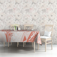 Polynesian Pattern With Plumeria Flowers Tablecloth Orange Peach LT05 - Polynesian Pride