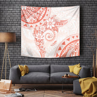 Polynesian Pattern With Plumeria Flowers Tapestry Orange Peach LT05 - Polynesian Pride