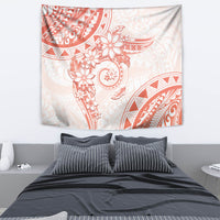 Polynesian Pattern With Plumeria Flowers Tapestry Orange Peach LT05 - Polynesian Pride