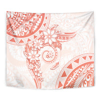 Polynesian Pattern With Plumeria Flowers Tapestry Orange Peach LT05 - Polynesian Pride