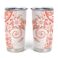 Orange Peach Polynesian Pattern With Plumeria Flowers Tumbler Cup
