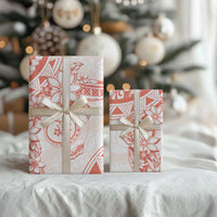 Polynesian Pattern With Plumeria Flowers Wrapping Paper Orange Peach LT05 - Polynesian Pride