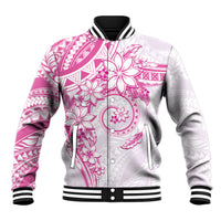 Polynesian Pattern With Plumeria Flowers Baseball Jacket Pink LT05 Unisex Pink - Polynesian Pride
