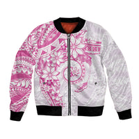 Polynesian Pattern With Plumeria Flowers Bomber Jacket Pink LT05 Unisex Pink - Polynesian Pride