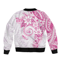 Polynesian Pattern With Plumeria Flowers Bomber Jacket Pink LT05 - Polynesian Pride