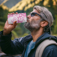Pink Polynesian Pattern With Plumeria Flowers 4 in 1 Can Cooler Tumbler
