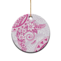Polynesian Pattern With Plumeria Flowers Ceramic Ornament Pink LT05 - Polynesian Pride
