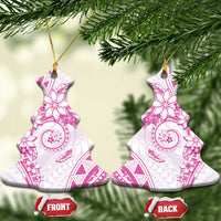 Polynesian Pattern With Plumeria Flowers Ceramic Ornament Pink LT05 Christmas Tree Pink - Polynesian Pride
